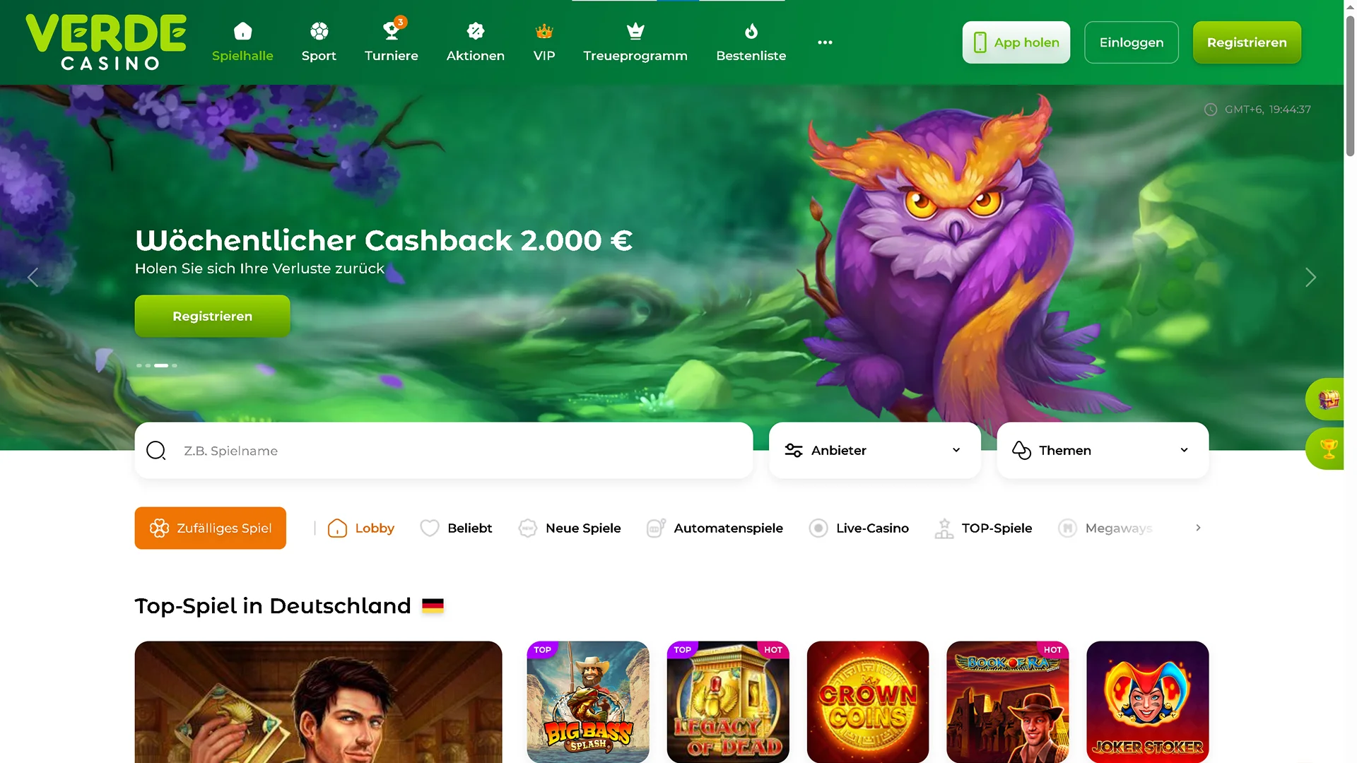 Verde Casino Deutschland Interface